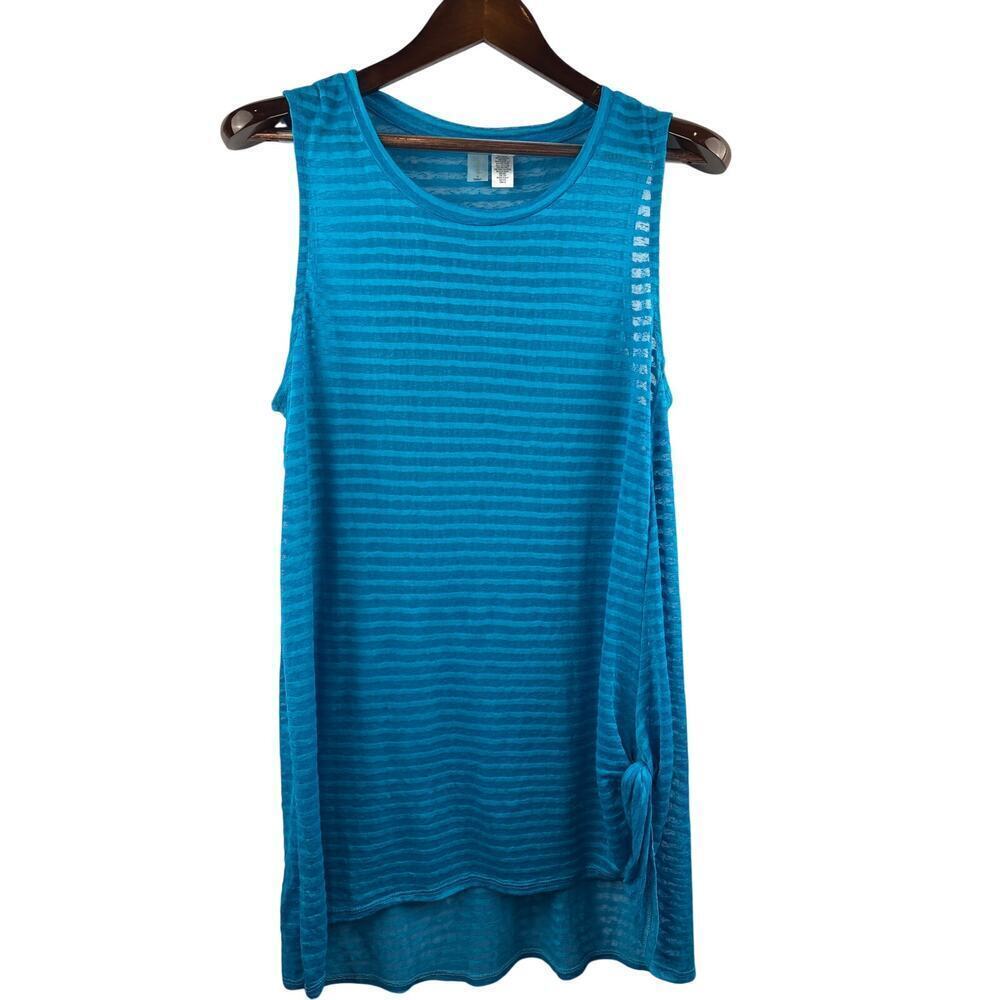 Women’s Mynah Large Oversized Blue Striped Sheer Tank